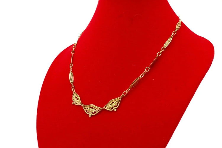 Collier Collier draperie à motifs floraux en or jaune 750 58 Facettes 250124