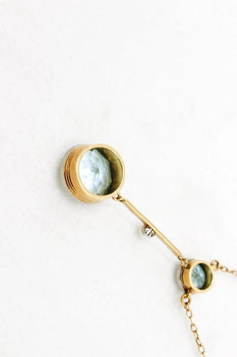 Collier Collier ancien en or jaune et platine, aigues-marines et perles 58 Facettes 240670