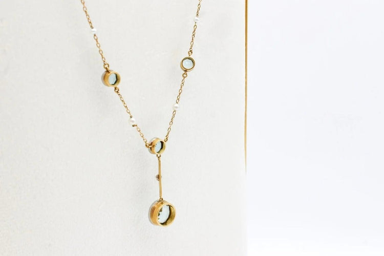 Collier Collier ancien en or jaune et platine, aigues-marines et perles 58 Facettes 240670