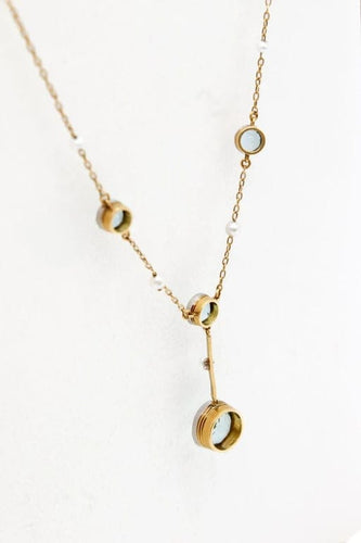 Collier Collier ancien en or jaune et platine, aigues-marines et perles 58 Facettes 240670