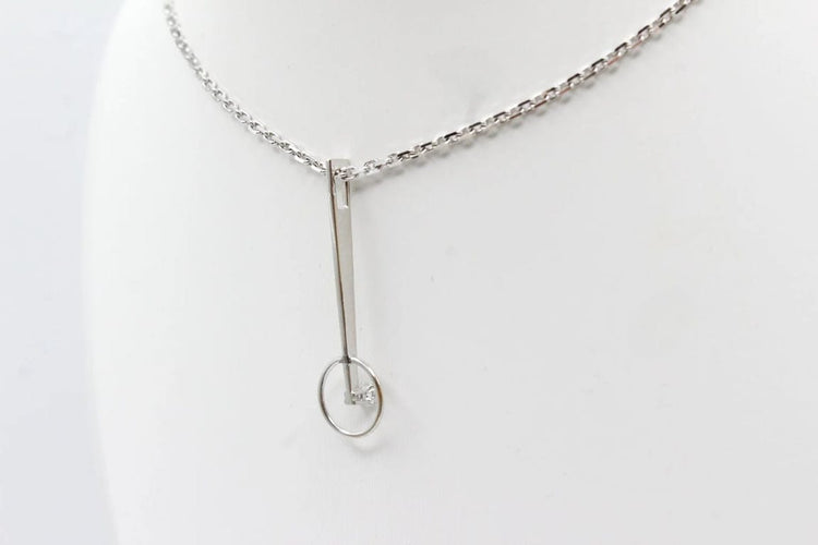 Pendentif Pendentif tige en or blanc 18 carats avec diamant 58 Facettes 240645