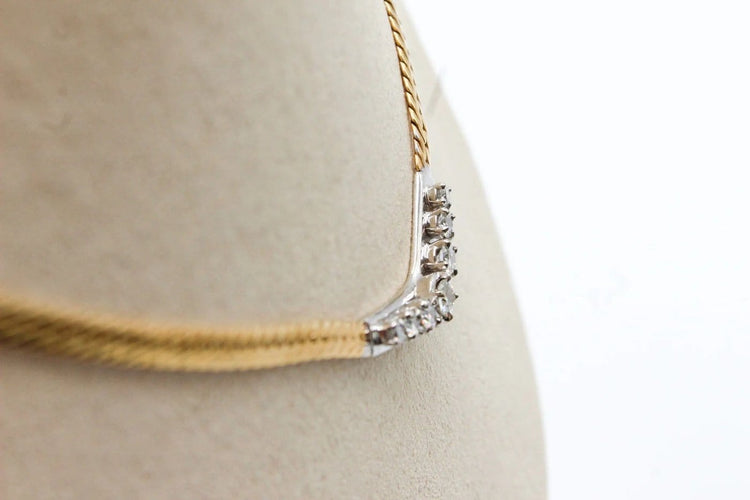 Collier Collier maille anglaise en or jaune 750 avec diamants 58 Facettes 250197