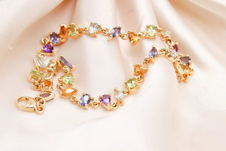 Bracelet Bracelet rivière multicolore en or jaune 58 Facettes 250496