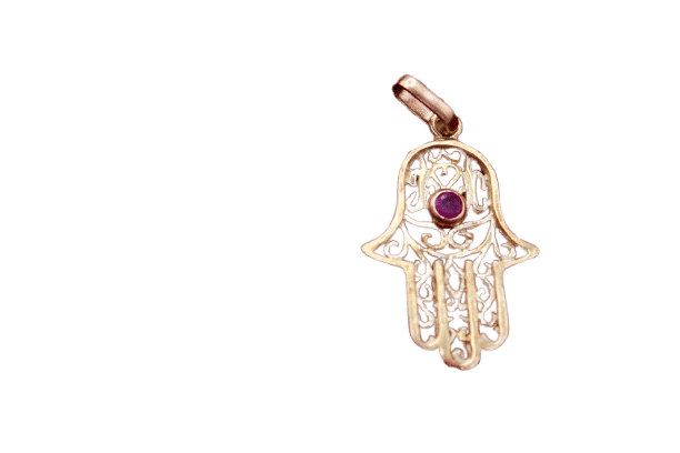 Pendentif Pendentif Main de Fatma en or jaune 18 carats et rubis 58 Facettes 250377