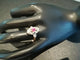 Bague 54.5 Bague marquise ancienne en or rose, platine, rubis et diamants 58 Facettes
