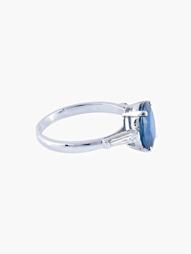 Bague 54 Bague en or blanc - Saphir de Thaïlande et diamants 58 Facettes
