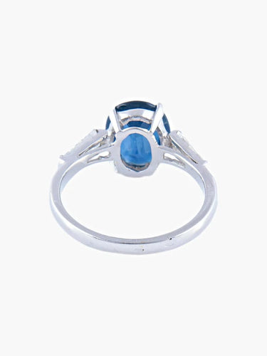Bague 54 Bague en or blanc - Saphir de Thaïlande et diamants 58 Facettes