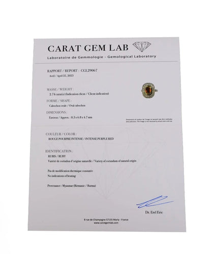 Bague 56 Bague en or jaune et blanc, rubis et diamants 58 Facettes