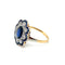 Bague 59 Bague Pompadour Art déco en or jaune et or blanc, saphir et diamants 58 Facettes