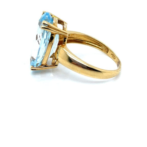 Bague 53 Bague vintage en or jaune 18 carats sertie d’une topaze bleue 58 Facettes