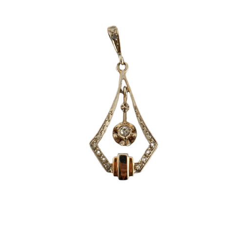 Pendentif Pendentif Art déco en or jaune et or blanc 18 carats avec diamants 58 Facettes