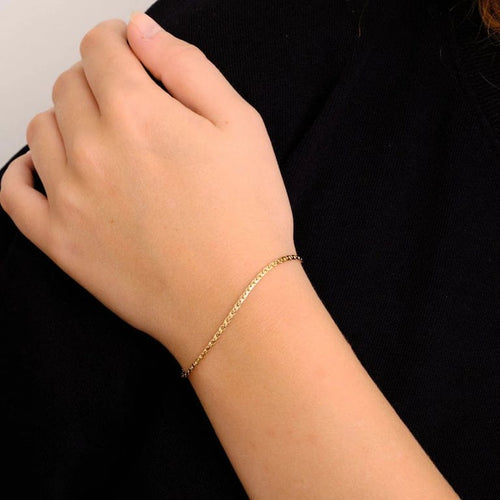 Bracelet Bracelet maille plate en or rose 750 58 Facettes
