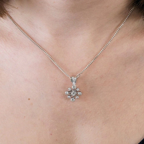 Pendentif Pendentif flocon en or blanc 18 ct et diamants 58 Facettes