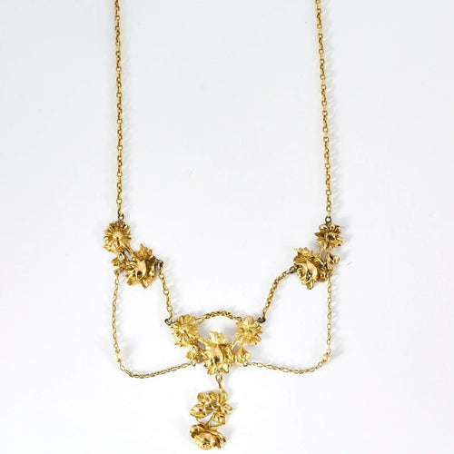 Collier Collier draperie en or jaune et perles fines 58 Facettes
