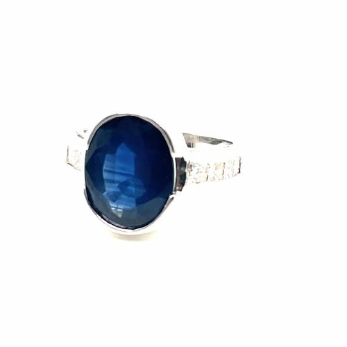 Bague 52.5 Bague en or blanc 18 ct saphir et diamants 58 Facettes