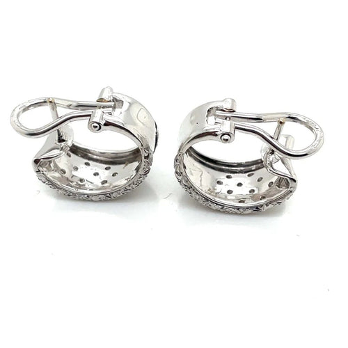 Boucles d'oreilles Demi-créoles - Boucles d’oreilles en or blanc 750 pavées de diamants 58 Facettes