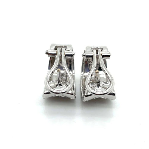 Boucles d'oreilles Demi-créoles - Boucles d’oreilles en or blanc 750 pavées de diamants 58 Facettes