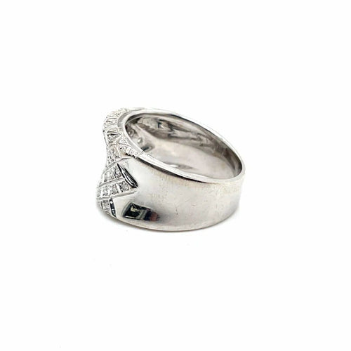 Bague 54.5 Bague bandeau en or blanc et diamants 58 Facettes
