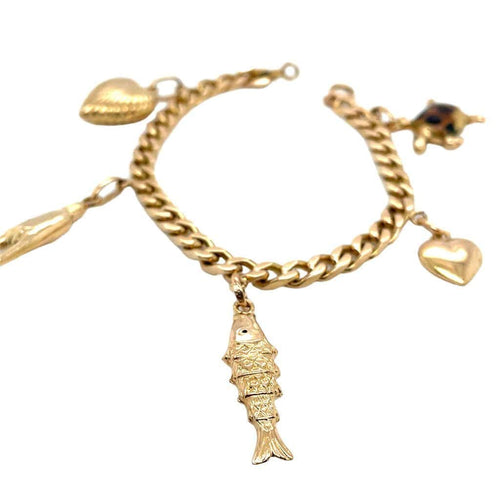 Bracelet Bracelet à charms ancien en or jaune 18 ct 58 Facettes