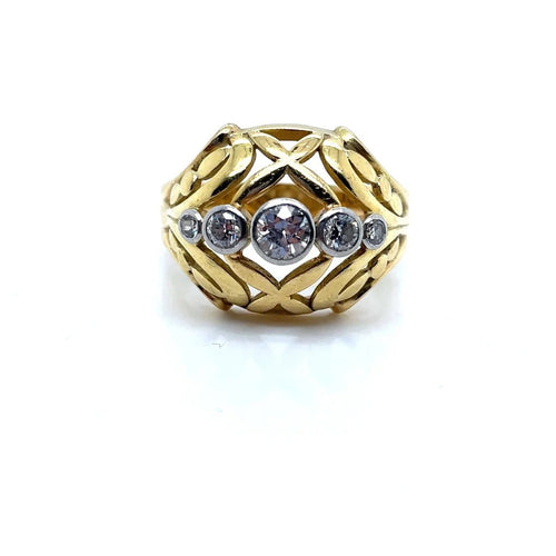 Bague 60.5 Bague jonc ancienne en or jaune 18 ct et diamants 58 Facettes