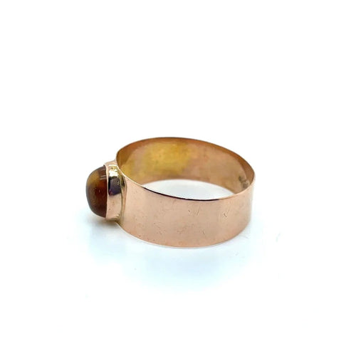 Bague 59 Bague jonc ancienne en or jaune 18 ct et citrine 58 Facettes