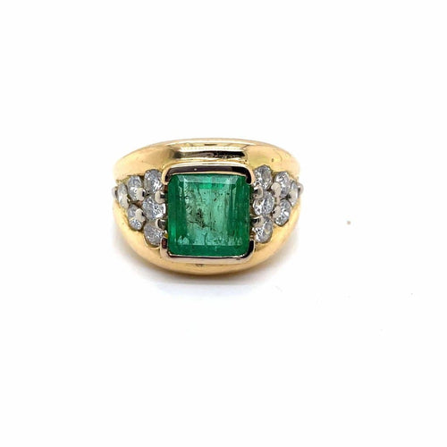 Bague 54 Bague jonc en or jaune, émeraude et diamants 58 Facettes