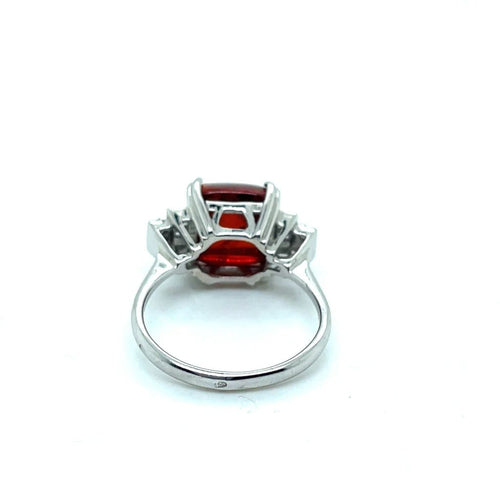 Bague 53 Art déco - Bague en or blanc, grenat spessartite et diamants 58 Facettes
