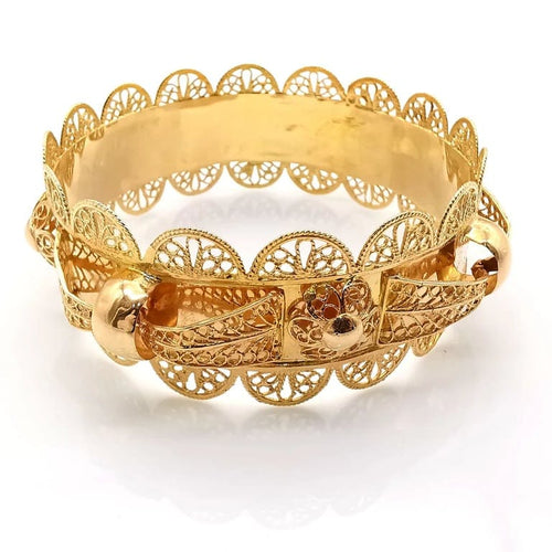 Bracelet Bracelet rigide oriental filigrané en or jaune 18 carats 58 Facettes