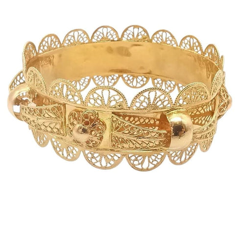 Bracelet Bracelet rigide oriental filigrané en or jaune 18 carats 58 Facettes
