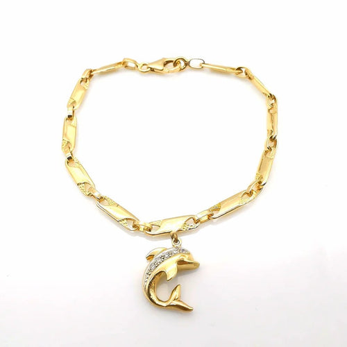 Bracelet Bracelet avec pendentif en or jaune 18 carats et diamants 58 Facettes