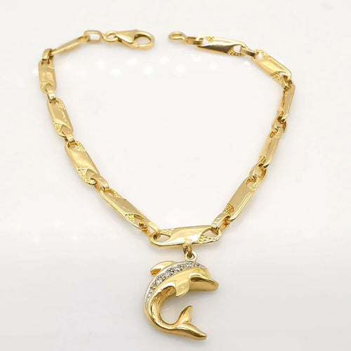 Bracelet Bracelet avec pendentif en or jaune 18 carats et diamants 58 Facettes
