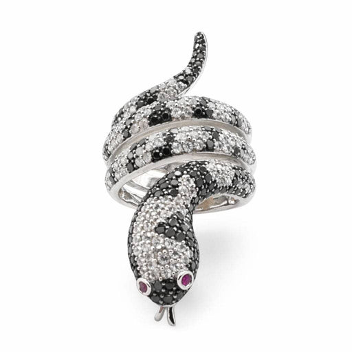 Bague 55 Bague serpent en or blanc 18 carats sertie de diamants 58 Facettes