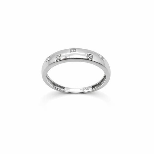 Bague 54 Bague en or blanc 18 carats sertie de diamants 58 Facettes