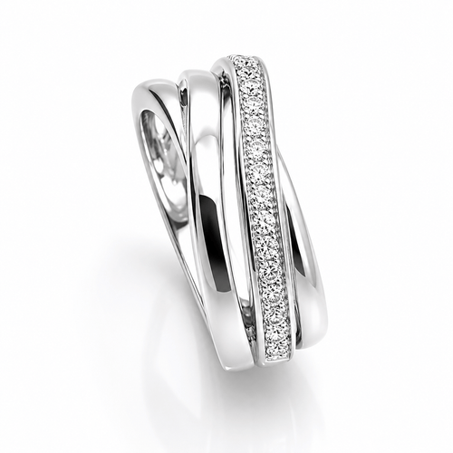 Bague 49 Bague en or blanc 18 carats sertie de 14 diamants 58 Facettes