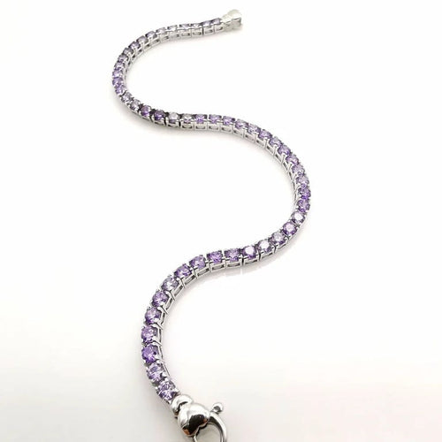 Bracelet Bracelet tennis en or blanc 18K serti d’améthystes 58 Facettes
