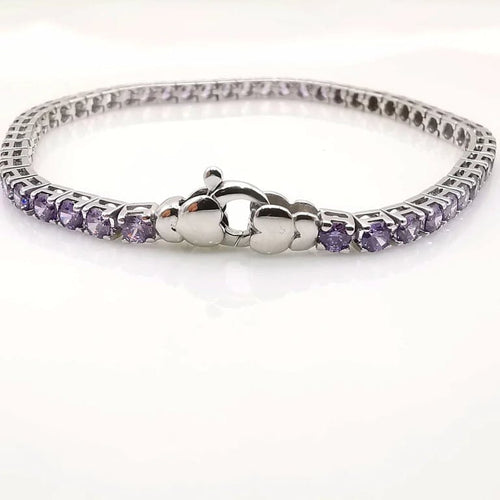 Bracelet Bracelet tennis en or blanc 18K serti d’améthystes 58 Facettes