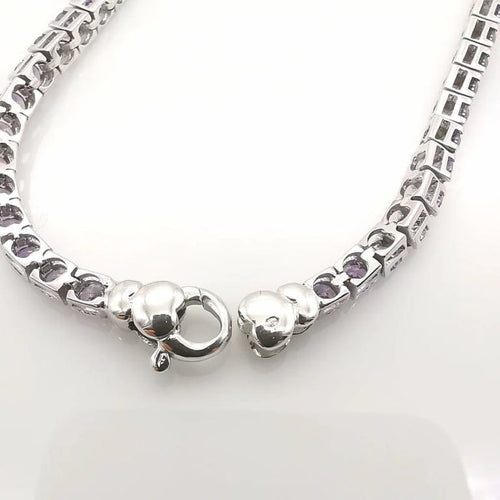 Bracelet Bracelet tennis en or blanc 18K serti d’améthystes 58 Facettes