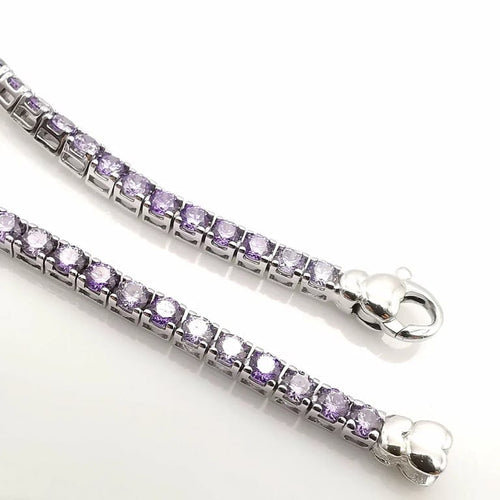 Bracelet Bracelet tennis en or blanc 18K serti d’améthystes 58 Facettes