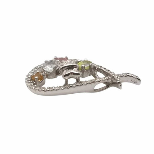 Pendentif Pendentif en or blanc 18 carats avec pierres précieuses et diamants 58 Facettes
