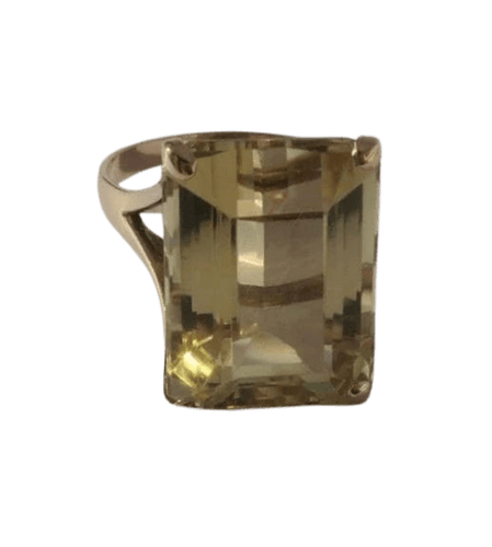 Bague 55 Bague cocktail en or rose et citrine 13 carats 58 Facettes