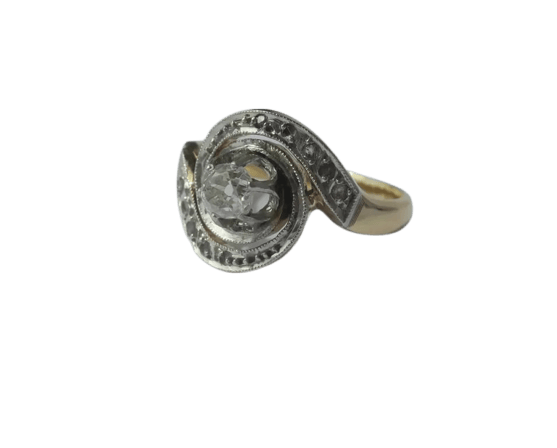 Bague 50 Tourbillon - Bague en or jaune, platine et diamants 58 Facettes