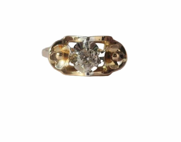 Bague 51 Art Déco - Bague en or bicolore et diamant 58 Facettes