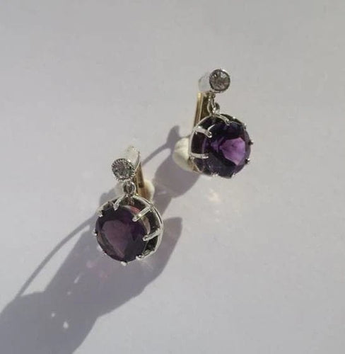 Boucles d'oreilles Boucles d’oreilles dormeuses améthyste or et argent 58 Facettes