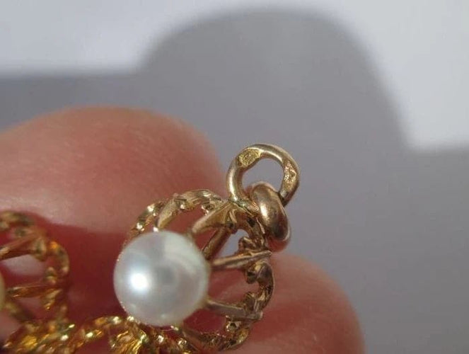Pendentif Croix pendentif XIXe en or rose et perles 58 Facettes