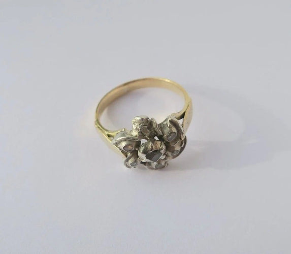Bague 57 Bague marguerite régionale en or rose, argent et diamants 58 Facettes