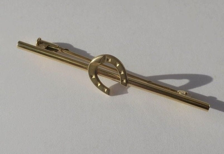 Broche Broche barrette fer à cheval en or jaune 18 carats 58 Facettes