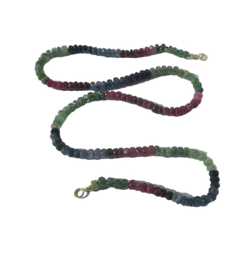 Collier Collier choker - Saphirs, rubis et émeraudes en or jaune 18 carats 58 Facettes