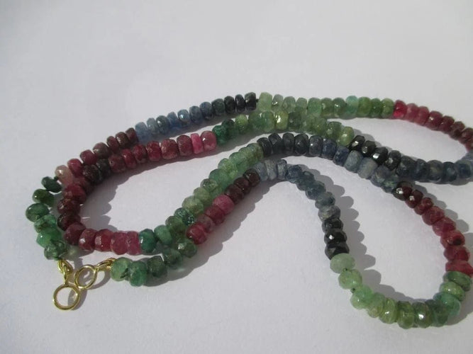 Collier Collier choker - Saphirs, rubis et émeraudes en or jaune 18 carats 58 Facettes