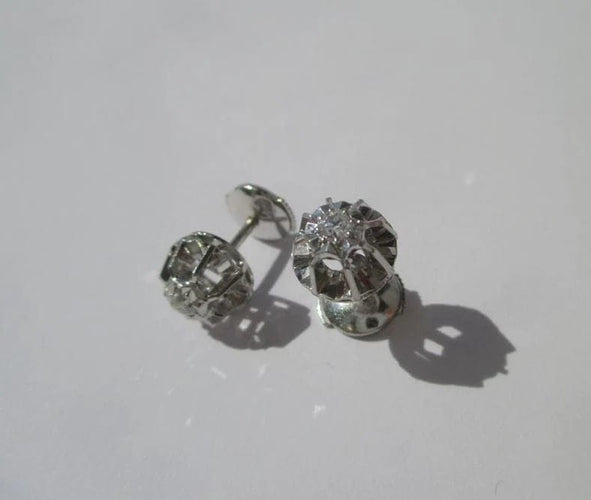 Boucles d'oreilles Boucles d'oreilles clous vintage en or blanc et diamants 58 Facettes
