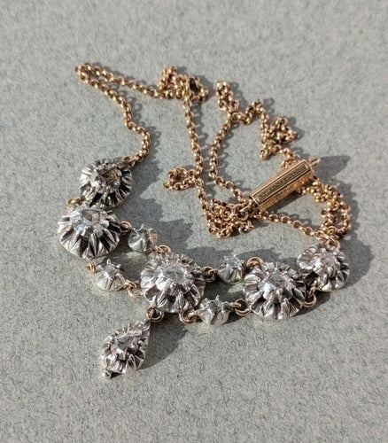 Collier Rivière d’Arles - Collier provençal XIXe en or rose, argent et diamants 58 Facettes